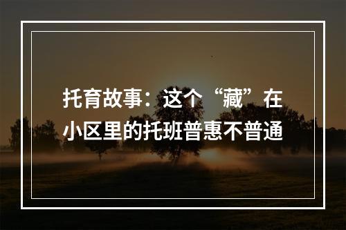 托育故事：这个“藏”在小区里的托班普惠不普通