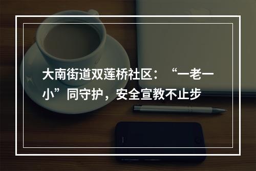 大南街道双莲桥社区：“一老一小”同守护，安全宣教不止步