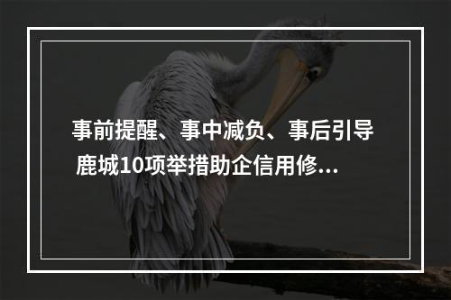 事前提醒、事中减负、事后引导  鹿城10项举措助企信用修复