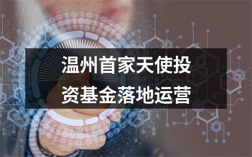 温州首家天使投资基金落地运营