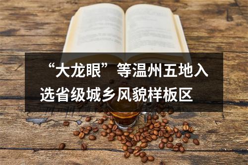 “大龙眼”等温州五地入选省级城乡风貌样板区