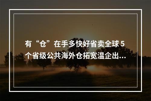有“仓”在手多快好省卖全球 5个省级公共海外仓拓宽温企出海新通道