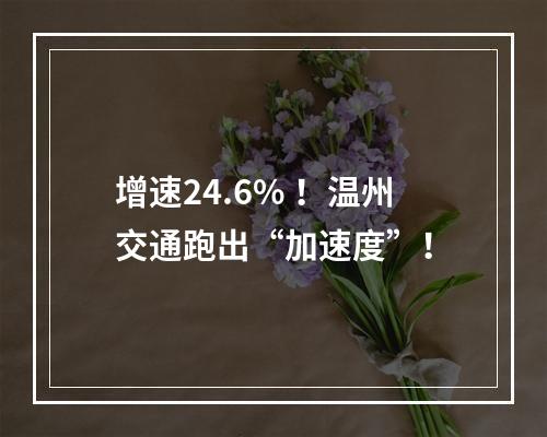 增速24.6% ！温州交通跑出“加速度”！