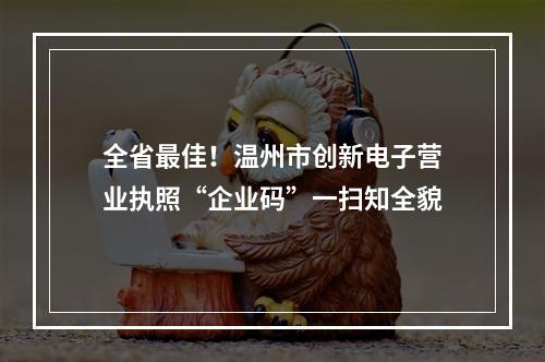 全省最佳！温州市创新电子营业执照“企业码”一扫知全貌