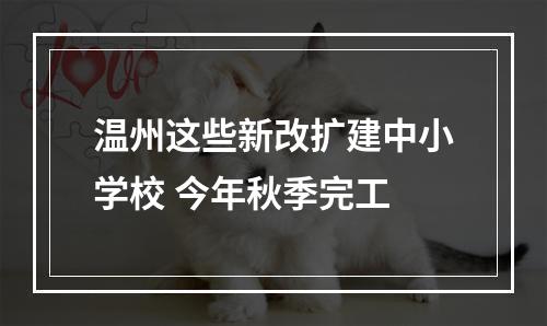 温州这些新改扩建中小学校 今年秋季完工