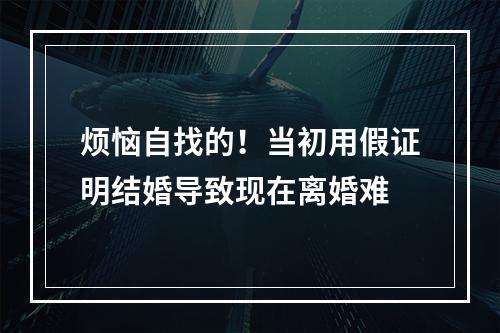 烦恼自找的！当初用假证明结婚导致现在离婚难