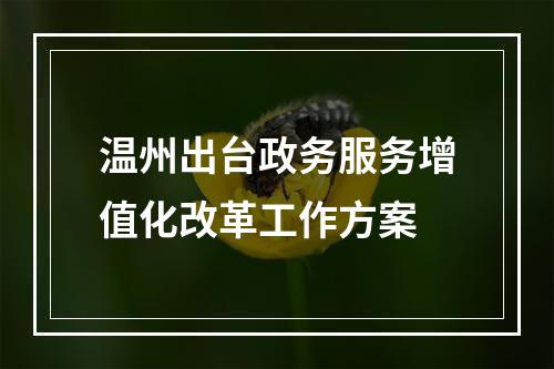 温州出台政务服务增值化改革工作方案
