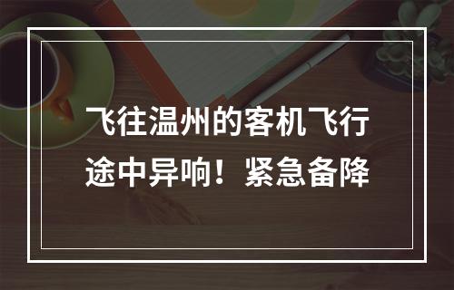 飞往温州的客机飞行途中异响！紧急备降