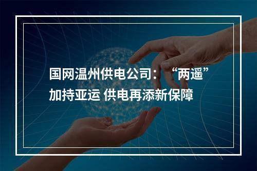 国网温州供电公司：“两遥”加持亚运 供电再添新保障