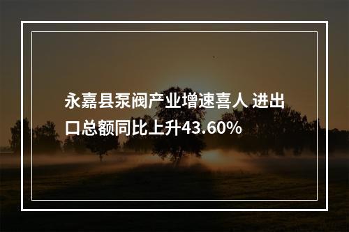 永嘉县泵阀产业增速喜人 进出口总额同比上升43.60%