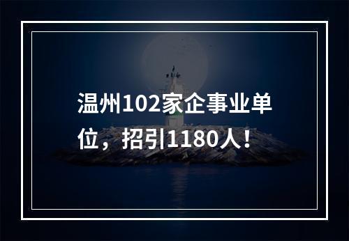 温州102家企事业单位，招引1180人！