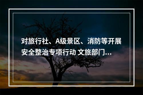 对旅行社、A级景区、消防等开展安全整治专项行动 文旅部门排查整治隐患1098处