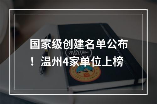 国家级创建名单公布！温州4家单位上榜