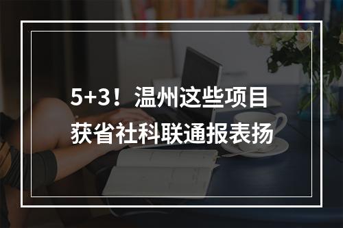 5+3！温州这些项目获省社科联通报表扬