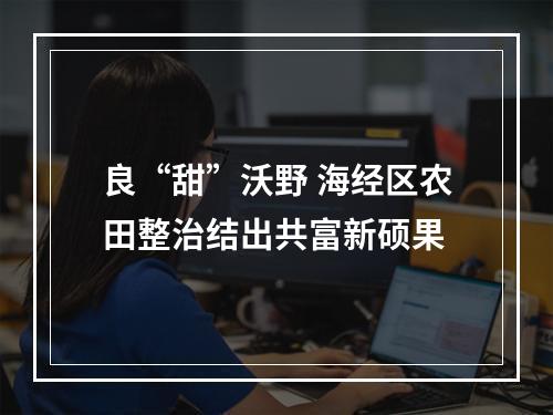 良“甜”沃野 海经区农田整治结出共富新硕果