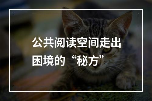 公共阅读空间走出困境的“秘方”