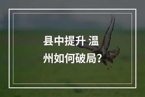 县中提升 温州如何破局？