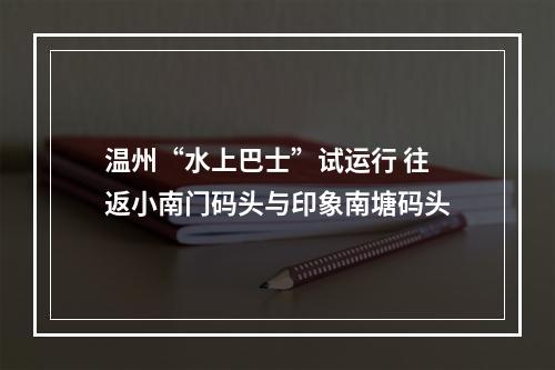 温州“水上巴士”试运行 往返小南门码头与印象南塘码头