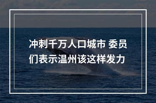 冲刺千万人口城市 委员们表示温州该这样发力