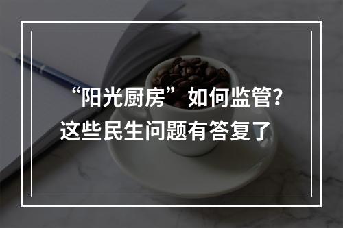 “阳光厨房”如何监管？这些民生问题有答复了