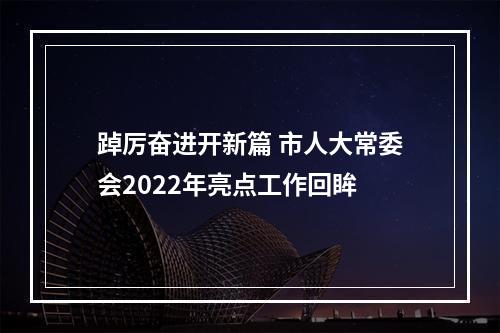 踔厉奋进开新篇 市人大常委会2022年亮点工作回眸
