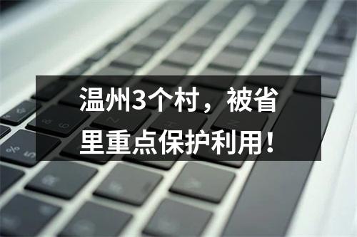 温州3个村，被省里重点保护利用！