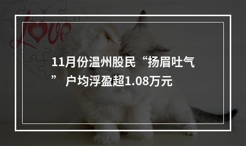 11月份温州股民“扬眉吐气” 户均浮盈超1.08万元