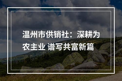 温州市供销社：深耕为农主业 谱写共富新篇