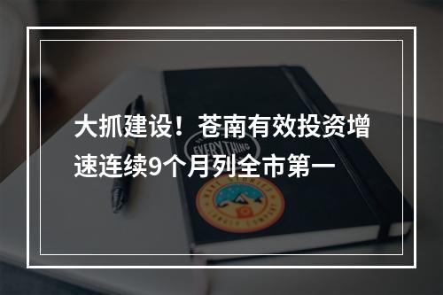 大抓建设！苍南有效投资增速连续9个月列全市第一