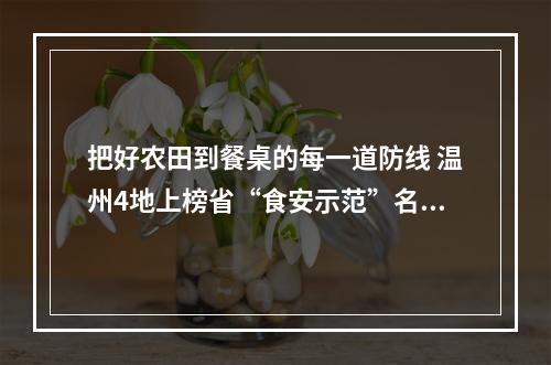 把好农田到餐桌的每一道防线 温州4地上榜省“食安示范”名单