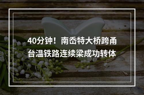 40分钟！南岙特大桥跨甬台温铁路连续梁成功转体