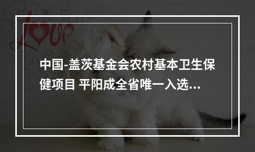 中国-盖茨基金会农村基本卫生保健项目 平阳成全省唯一入选县域