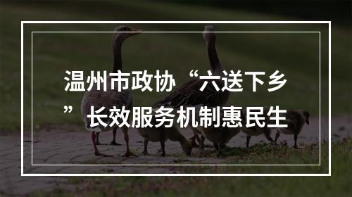 温州市政协“六送下乡”长效服务机制惠民生