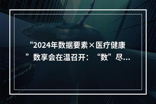 “2024年数据要素×医疗健康”数享会在温召开：“数”尽其用 护航全民健康