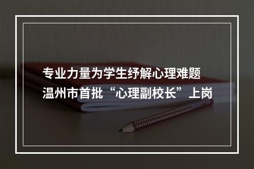 专业力量为学生纾解心理难题 温州市首批“心理副校长”上岗