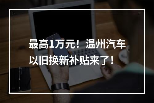最高1万元！温州汽车以旧换新补贴来了！