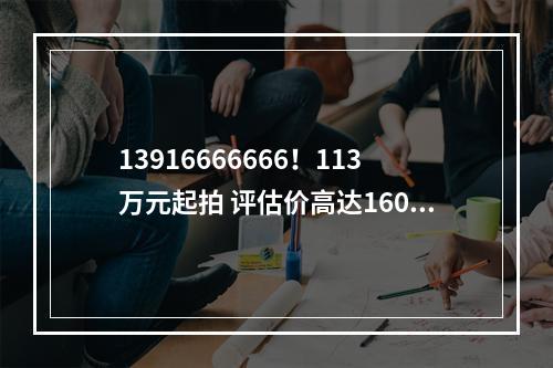 13916666666！113万元起拍 评估价高达160.77万元