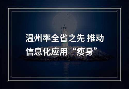 温州率全省之先 推动信息化应用“瘦身”