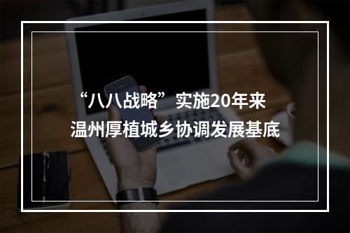 “八八战略”实施20年来 温州厚植城乡协调发展基底