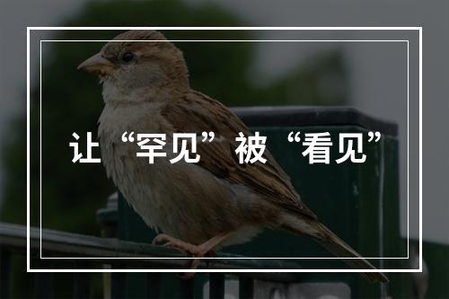 让“罕见”被“看见”