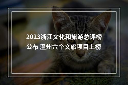 2023浙江文化和旅游总评榜公布 温州六个文旅项目上榜