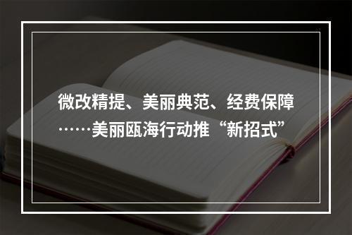 微改精提、美丽典范、经费保障……美丽瓯海行动推“新招式”