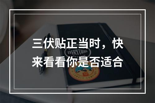 三伏贴正当时，快来看看你是否适合