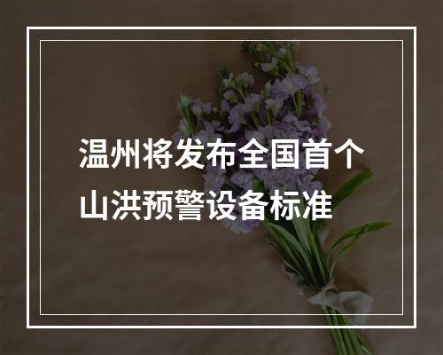 温州将发布全国首个山洪预警设备标准