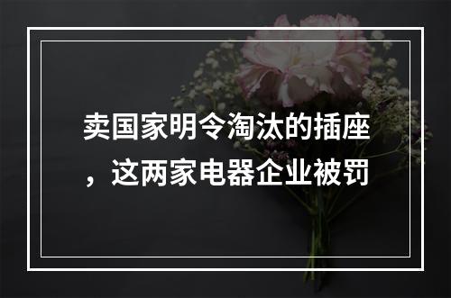 卖国家明令淘汰的插座，这两家电器企业被罚