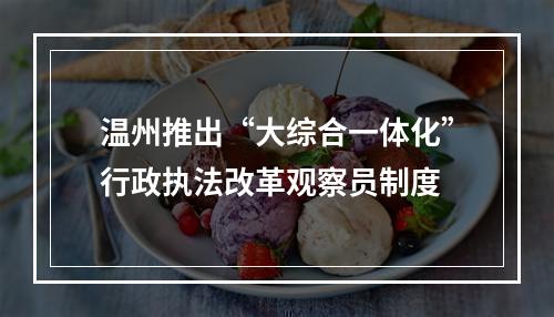 温州推出“大综合一体化”行政执法改革观察员制度