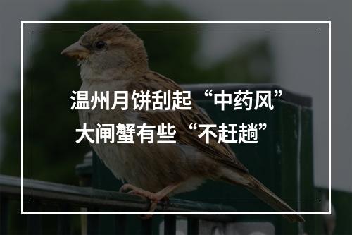 温州月饼刮起“中药风” 大闸蟹有些“不赶趟”