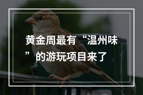 黄金周最有“温州味”的游玩项目来了