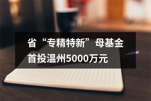 省“专精特新”母基金首投温州5000万元