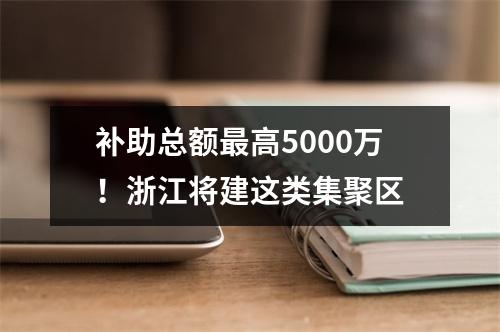 补助总额最高5000万！浙江将建这类集聚区